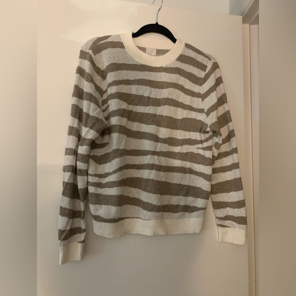 A new day cream and taupe striped sweater S